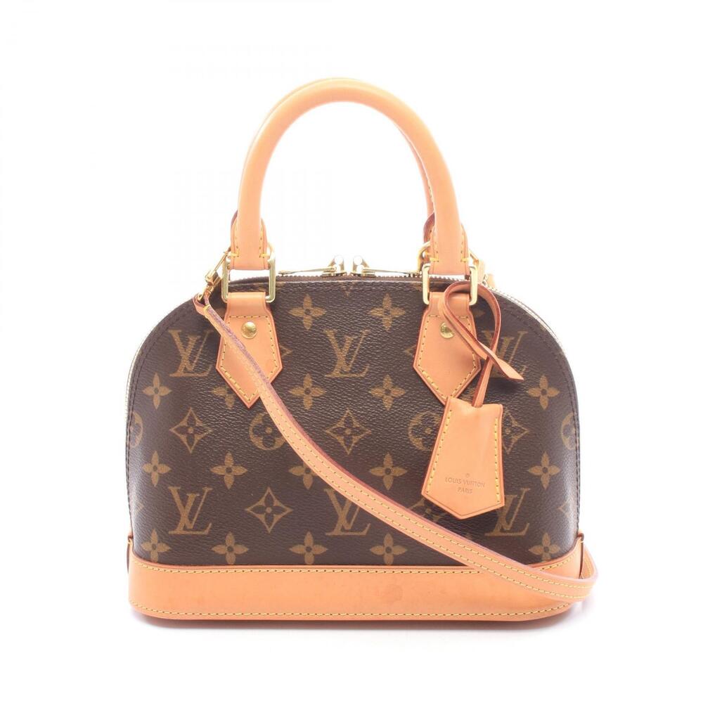 Louis Vuitton Alma Monogram Top Handle Bag Canvas Leather Brown